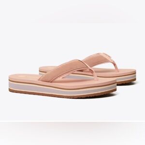 Tory Burch platform 70’s flip flops pink size 6
